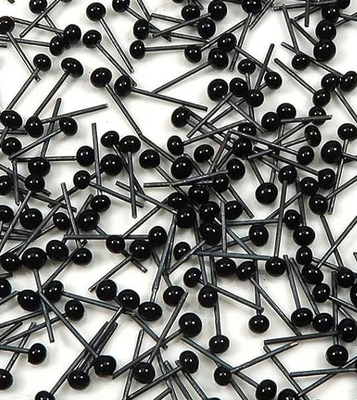 Black Glass Eyes ON WIRE- 4mm (50 PAIR) Hummingbirds, Small Mammals & Songbirds