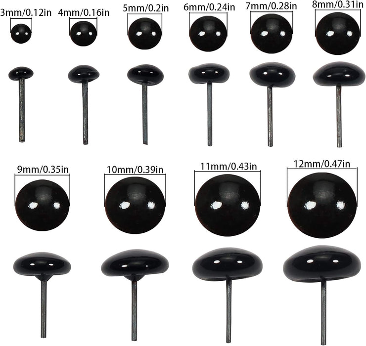 Black Glass Eyes ON WIRE- 50 pair