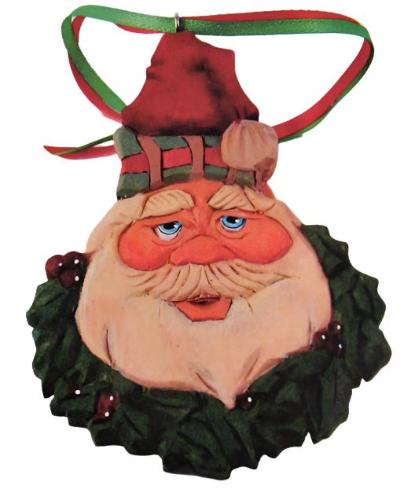 WREATH SANTA Ornament Basswood Blank/Cutout Kit