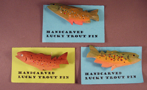 Original Woodcarving-Good Luck Trout Pin