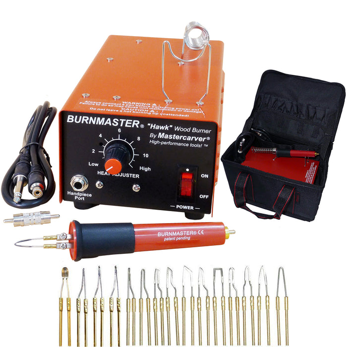 Burnmaster PRO Hawk Woodburner, Storage Bag, Pen & 15 pc Tip set