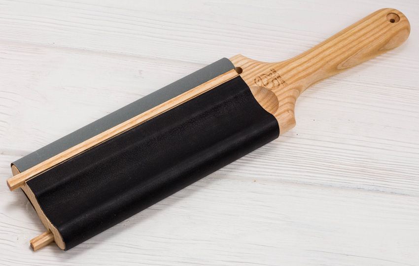 Leather Strop Reverses Abrasive Paper for Gouges & Hook Knives