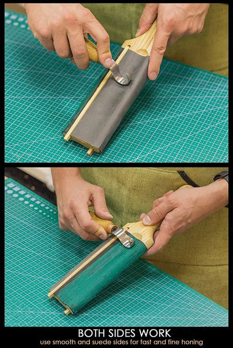 Leather Strop Reverses Abrasive Paper for Gouges & Hook Knives