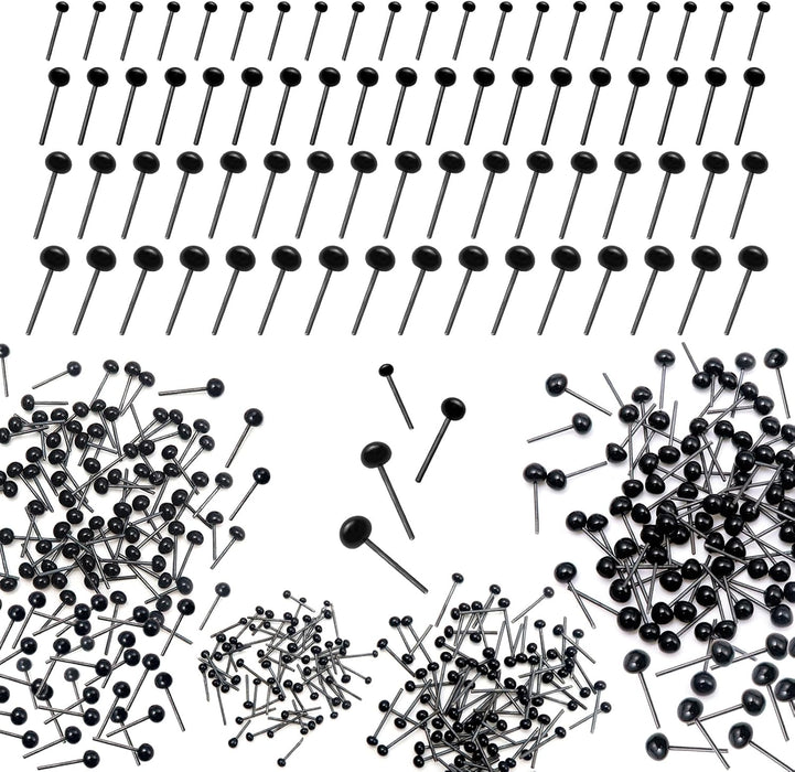 Black Glass Eyes ON WIRE-2mm 3mm 4mm 5mm-(40 PAIR) Small Mammals & Songbirds