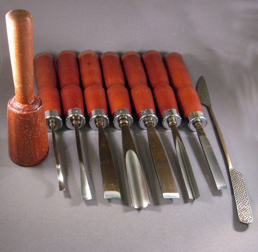 7 pc PRO Mallet Set- Leather Tipped Handles