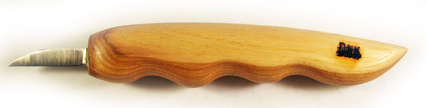 Deep Holler Carving Knife- 1.25"- FLAT GRIND-FINGERGROOVE HANDLE