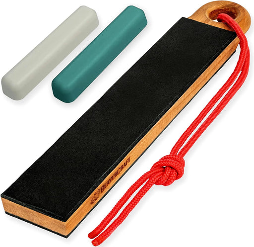 Small Pocket Double Sided Leather Strop with White & Grene Abrasive