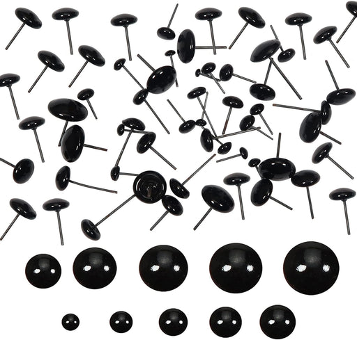 Black Glass Eyes ON WIRE- 50 pair
