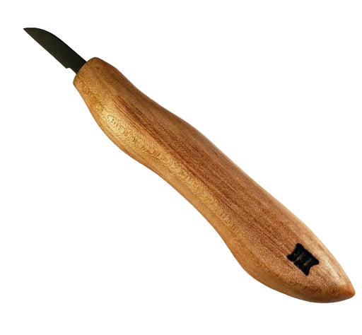 Deep Holler Carving Knife- 1."- FLAT GRIND-CURVY HANDLE