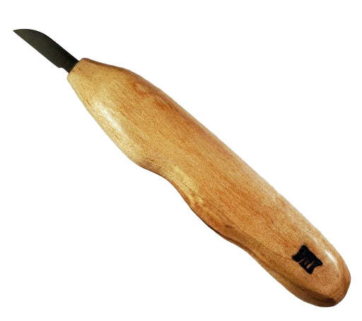 Deep Holler Carving Knife- 1"- FLAT GRIND-FINGERGROOVE HANDLE