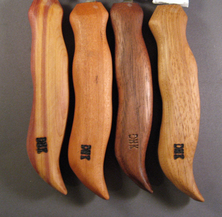 Deep Holler Carving Knife- 1.25"- FLAT GRIND-VEE HANDLE