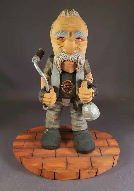 Steve Prescott Biker Original Woodcarving