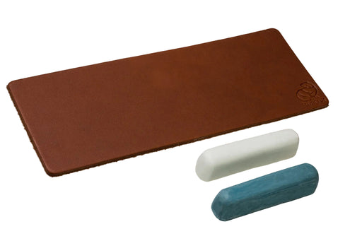 Leather Strop for Honing with two Polishing Compounds (Green, White)