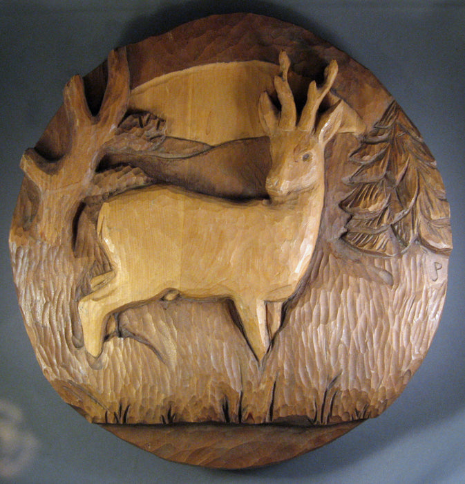 Original Woodcarving- Deer Plaque