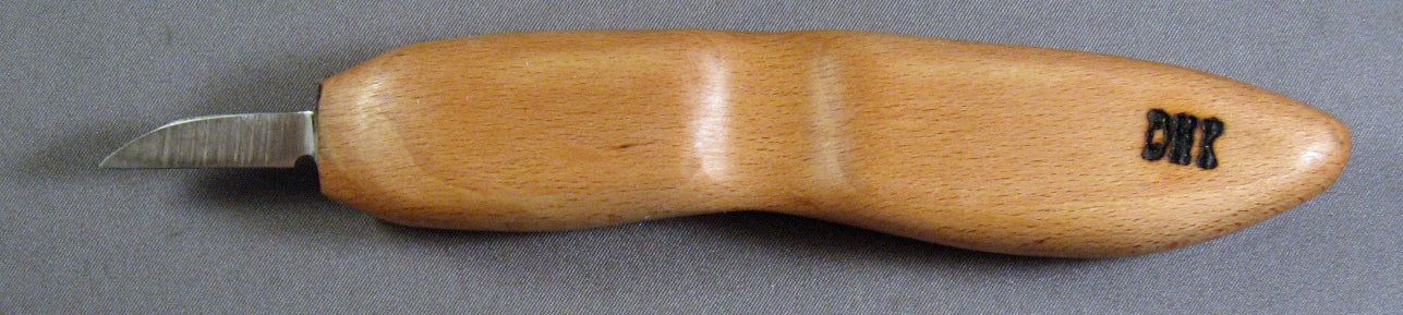 Deep Holler Carving Knife- 1"- FLAT GRIND-DOUBLE D HANDLE